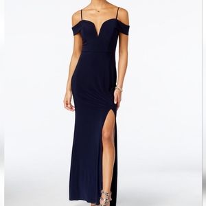 LONG BLUE DRESS, OPEN LEG